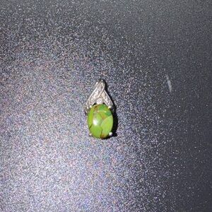 Green Turquoise and Silver Pendant